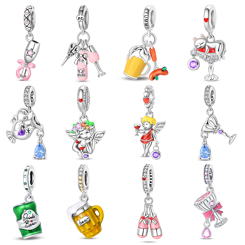 Wine With Beer Cocktail - Vendita Calda: Charm in Argento Sterling